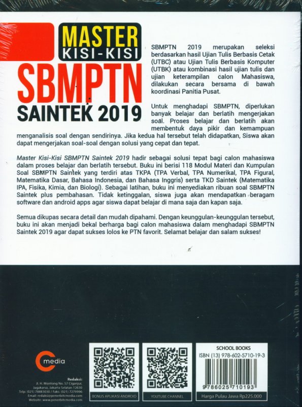 Cover Belakang Buku MASTER KISI-KISI SBMPTN SAINTEK 2019 (PLUS CD) (Promo Best Book)