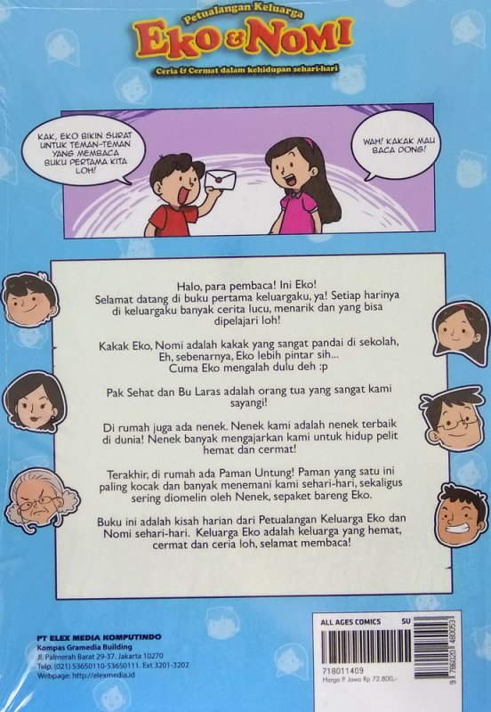 Cover Belakang Buku Petualangan Keluarga Eko & Nomi : Ceria & Cermat Dalam Kehidupan Sehari-hari