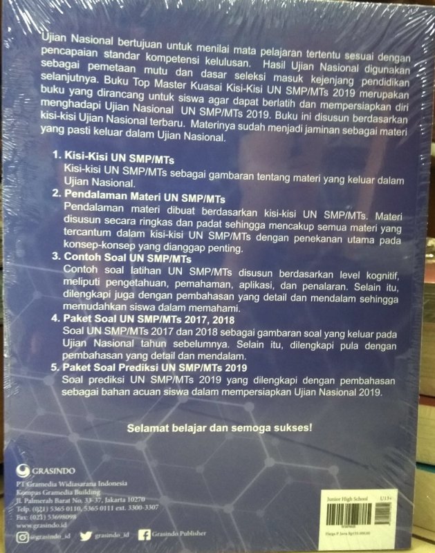 Cover Belakang Buku Top Master Kuasai Kisi-Kisi UN SMP/MTs 2019