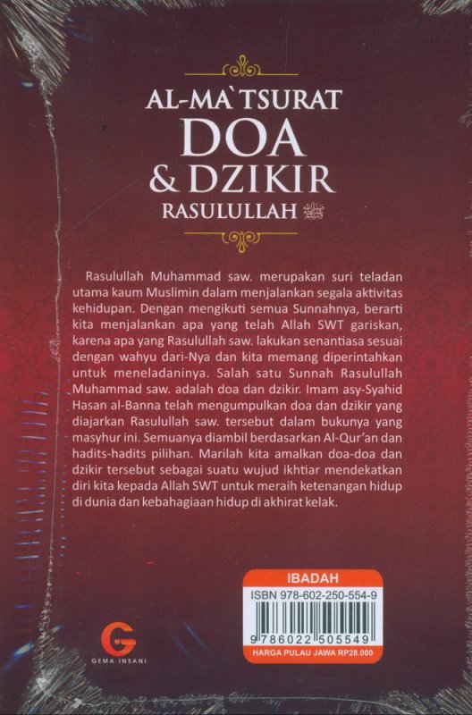 Cover Belakang Buku AL-MATSURAT DOA & DZIKIR RASULULLAH Edisi Baru