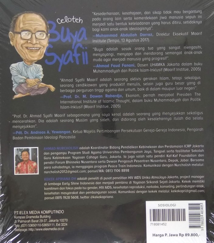 Cover Belakang Buku Celoteh Buya Syafii Maarif - 232 Ujaran Bijak Sang Muazin Bangsa