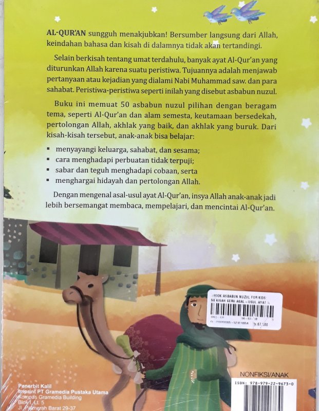 Cover Belakang Buku Asbabun Nuzul for Kids: 50 Kisah Seru Asal-Usul Ayat Al-Quran