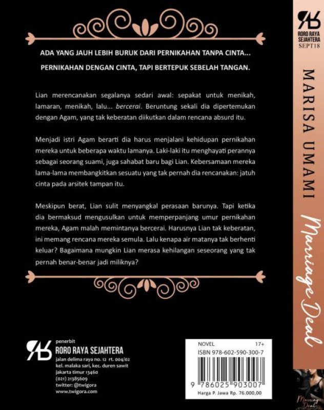 Cover Belakang Buku Marriage Deal [DOCTORS ORDER POST-IT]