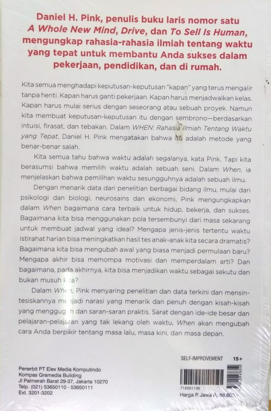 Cover Belakang Buku WHEN Rahasia Ilmiah tentang Waktu yang Tepat