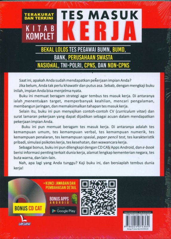 Cover Belakang Buku KITAB KOMPLET TES MASUK KERJA