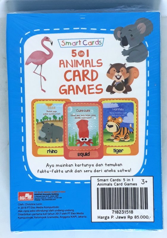 Cover Belakang Buku Smart Card 5 In 1 Animals CARD GAMES