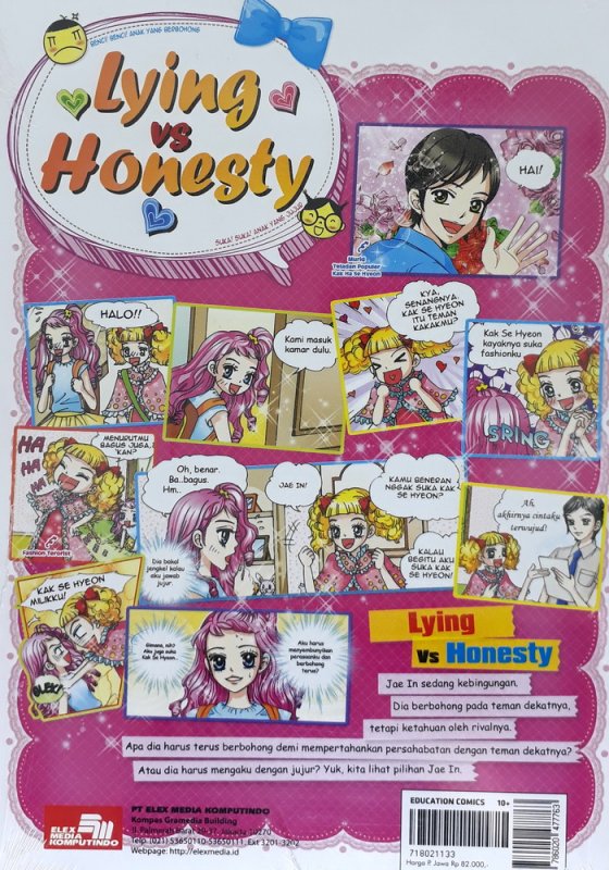 Cover Belakang Buku Ten Ten : Lying VS Honesty [Education comics]