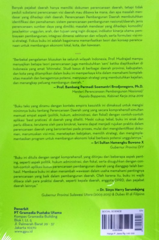 Cover Belakang Buku Perencanaan Pembangunan Daerah: Teori dan Aplikasi