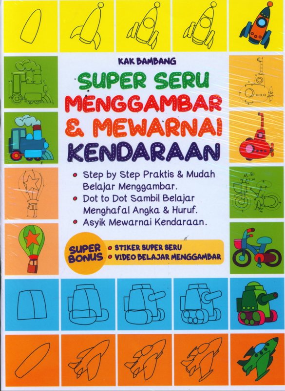 Cover Buku Super Seru Menggambar & Mewarnai Kendaraan