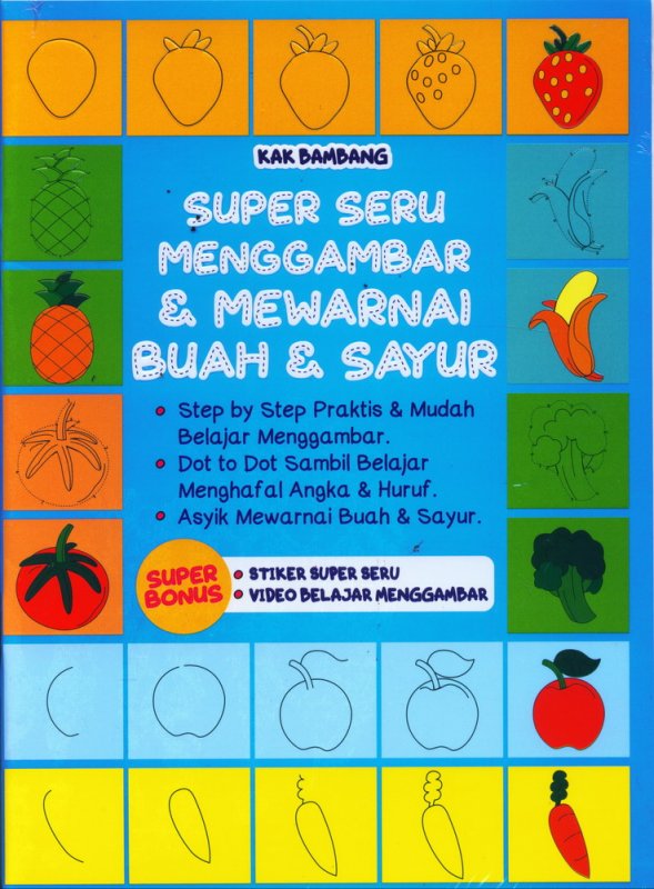 Cover Buku Super Seru Menggambar & Mewarnai Buah & Sayur