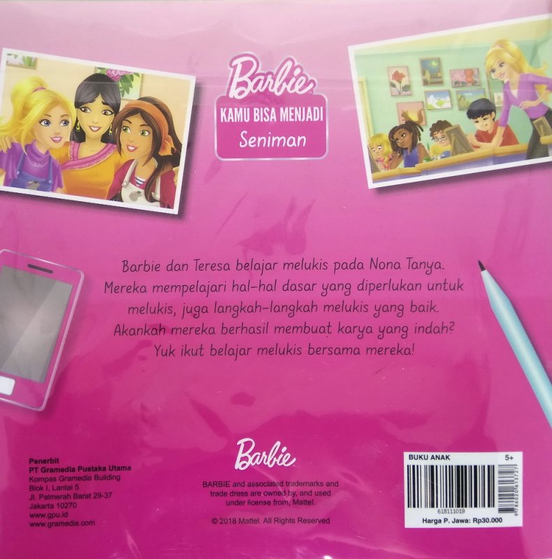 Cover Belakang Buku Barbie: Kamu Bisa Menjadi Seniman (You Can Be an Artist)