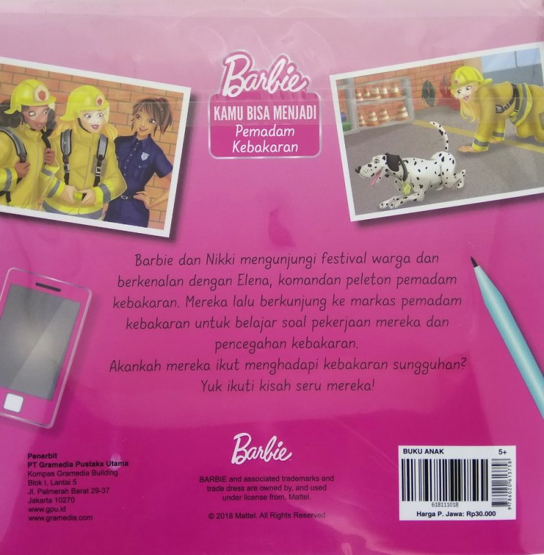 Cover Belakang Buku Barbie: Kamu Bisa Menjadi Pemadam Kebakaran (You Can Be a Firefighter)