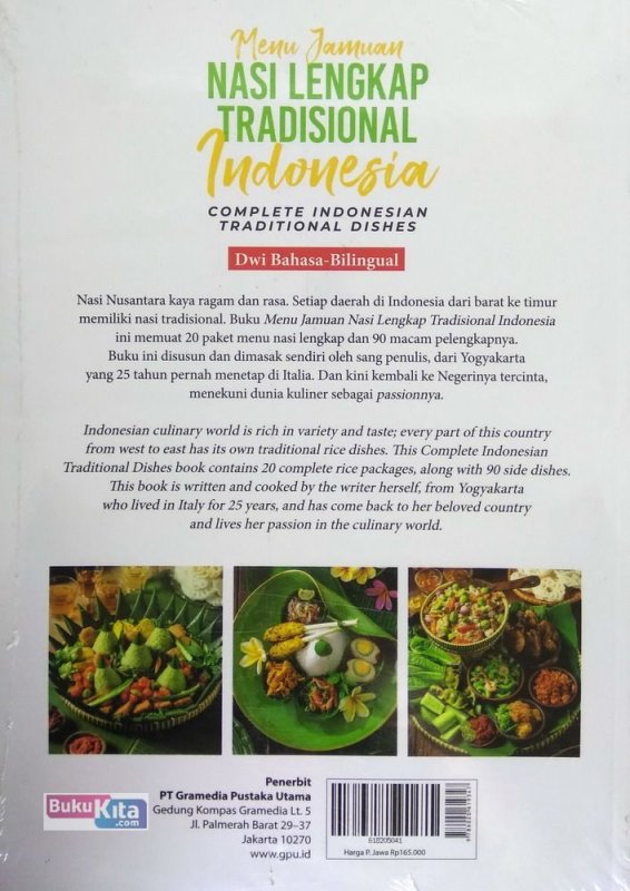 Cover Belakang Buku Menu Jamuan Nasi Lengkap Tradisional Indonesia