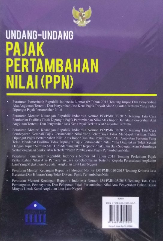 Cover Belakang Buku Undang-Undang Pajak Pertambahan Nilai (PPN)