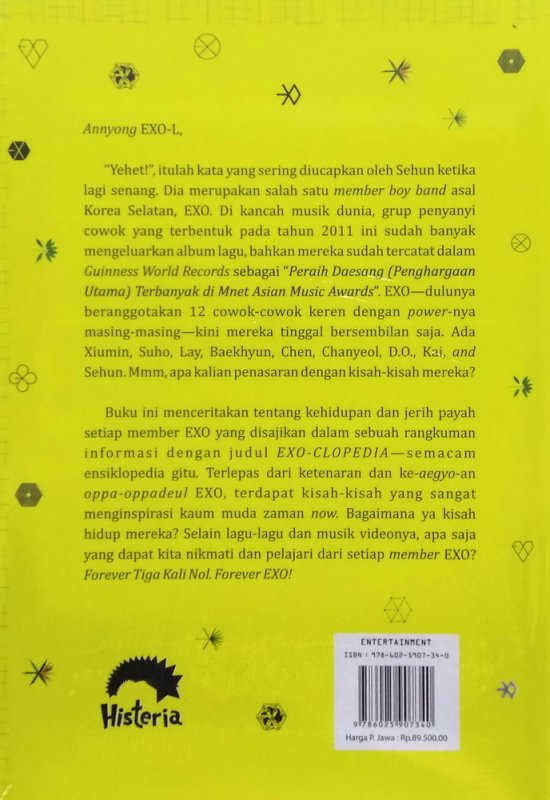 Cover Belakang Buku EXO-CLOPEDIA: Forever Tiga Kali Nol