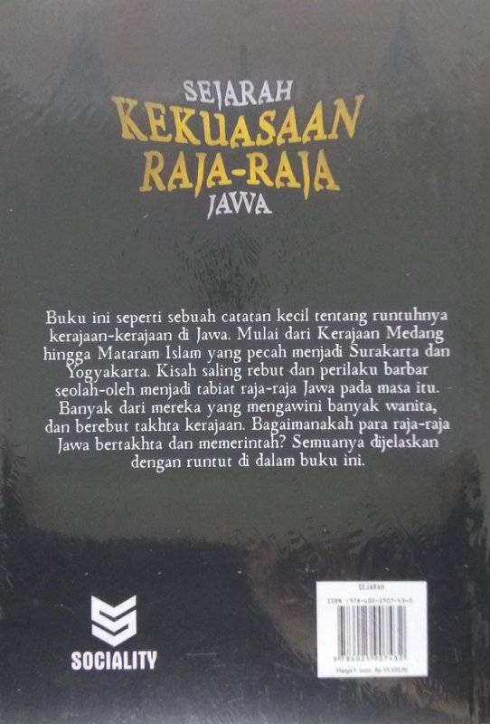 Cover Belakang Buku Sejarah Kekuasaan Raja-Raja Jawa