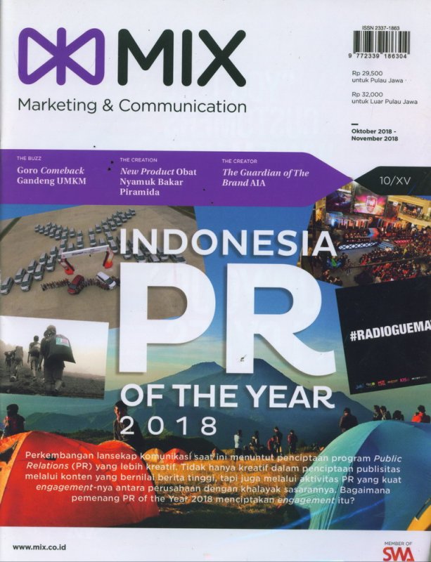 Cover Buku Majalah MIX Marketing Communications Edisi Oktober - November 2018