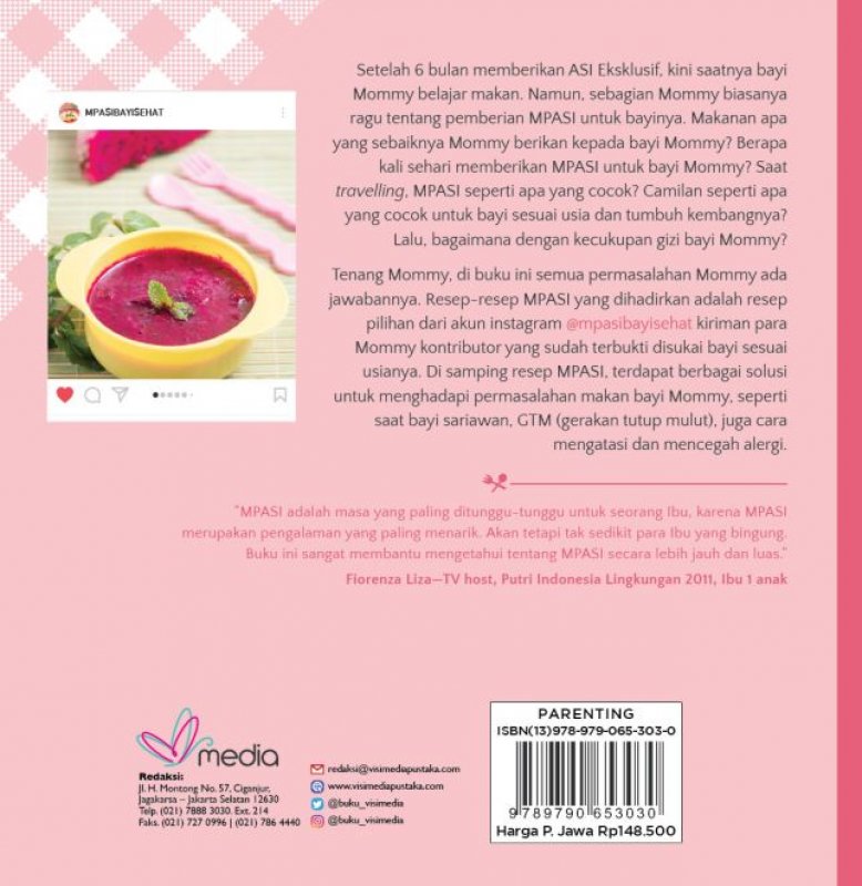 Cover Belakang Buku #MPASI Bayi Sehat 100+MPASI Hits Instagram Pilihan Mommy (Promo Best Book)