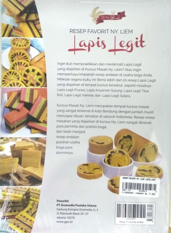 Cover Belakang Buku Resep Favorit Ny. Liem: Lapis Legit