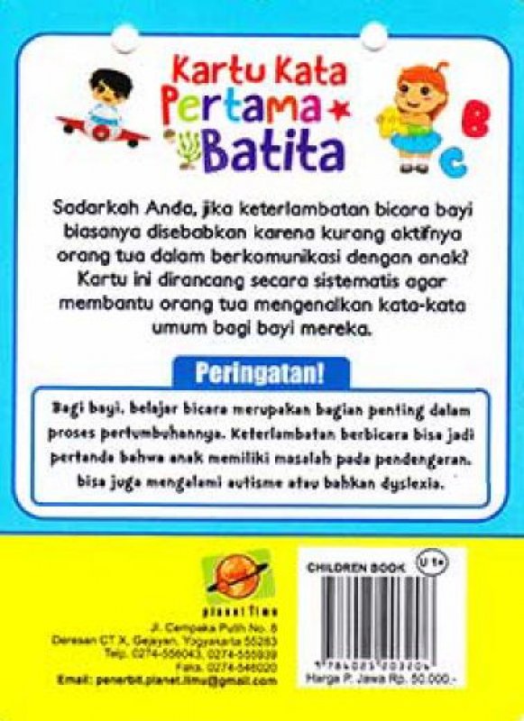 Cover Belakang Buku Kartu Kata Pertama Batita (Edisi Revisi 2018)