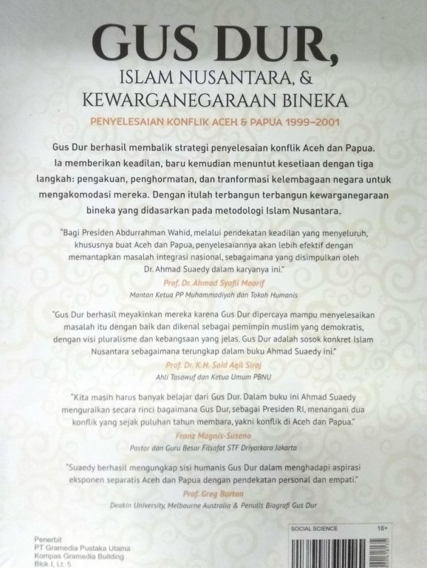 Cover Belakang Buku Gus Dur: Islam Nusantara & Kewarganegaraan Bineka