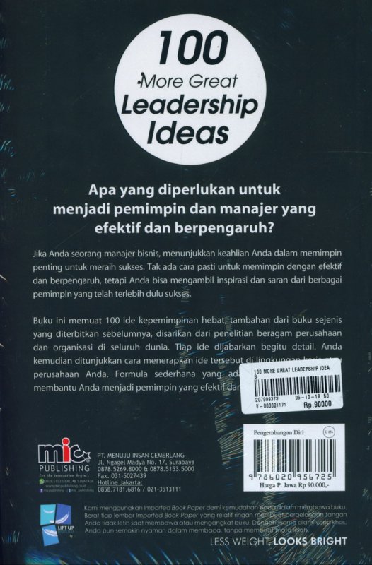 Cover Belakang Buku 100 More Great Leadership Ideas