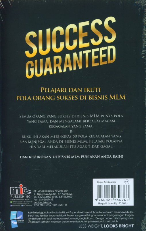 Cover Belakang Buku Success Guaranteed: Garansi Sukses Di Bisnis MLM