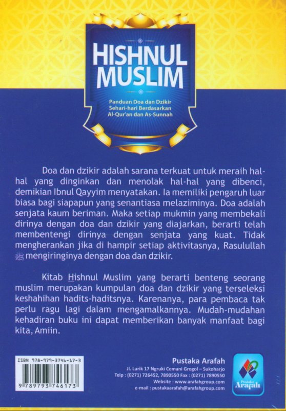 Cover Belakang Buku HISHNUL MUSLIM