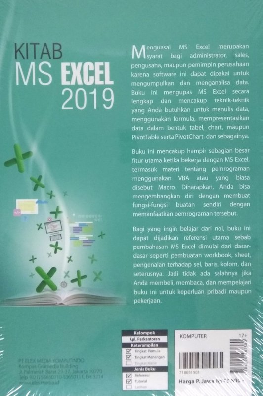 Cover Belakang Buku Kitab MS Excel 2019