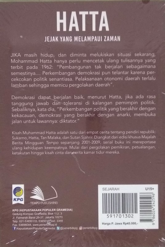 Cover Belakang Buku Hatta Jejak Yang Melampaui Zaman (Seri Buku Saku TEMPO: Bapak Bangsa)