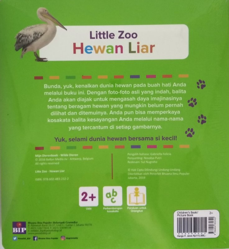 Cover Belakang Buku Little Zoo: Hewan Liar (Hard Cover)