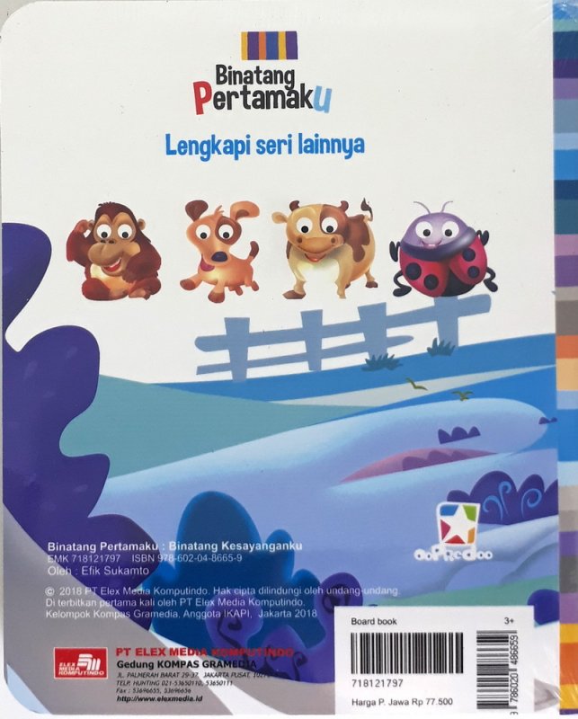 Cover Belakang Buku Opredo Board book Binatang Pertamaku: Binatang Kesayangku