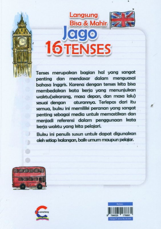 Cover Belakang Buku Langsung Bisa & Mahir Jago 16 Tenses & Vocabulary