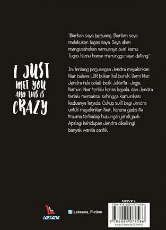 Cover Belakang Buku I Just Met You And This Is Crazy