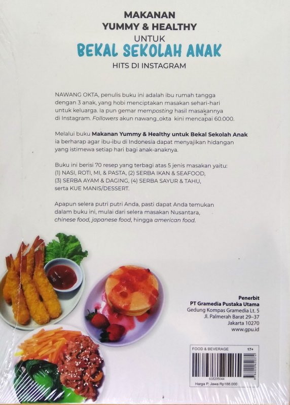 Cover Belakang Buku Makanan Yummy & Healty untuk Bekal Sekolah Anak Hits di Instagram
