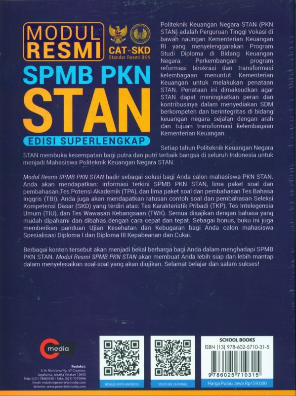 Cover Belakang Buku MODUL RESMI SPMB PKN STAN EDISI SUPERLENGKAP (Promo Best Book)