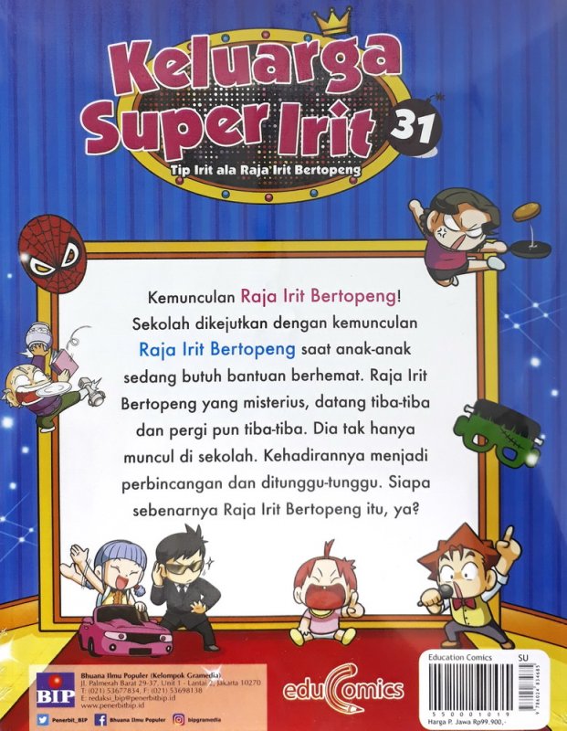 Cover Belakang Buku Keluarga Super Irit 31: Tip Irit Ala Raja Irit Bertopeng