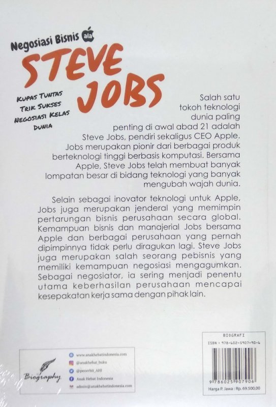 Cover Belakang Buku Negosiasi Bisnis ala Steve Jobs: Kupas Tuntas Trik Sukses Negosiasi Kelas Dunia