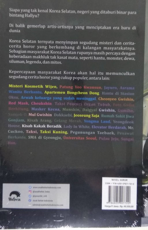Cover Belakang Buku Kisah Hantu & Legenda Dari Korea