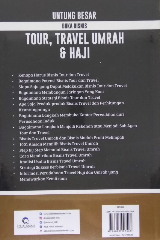 Cover Belakang Buku Untung Besar Buka Bisnis Tour, Travel Umrah & Haji