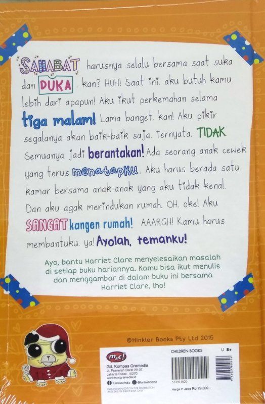 Cover Belakang Buku Harriet Claire - Perkemahan Bikin Kesal!