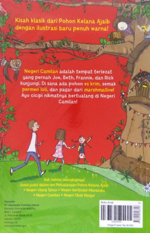 Cover Belakang Buku Petualangan Pohon Kelana Ajaib: Negeri Camilan