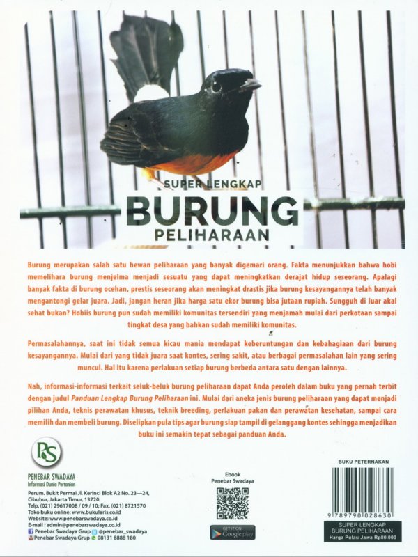 Cover Belakang Buku Super Lengkap Burung Peliharaan