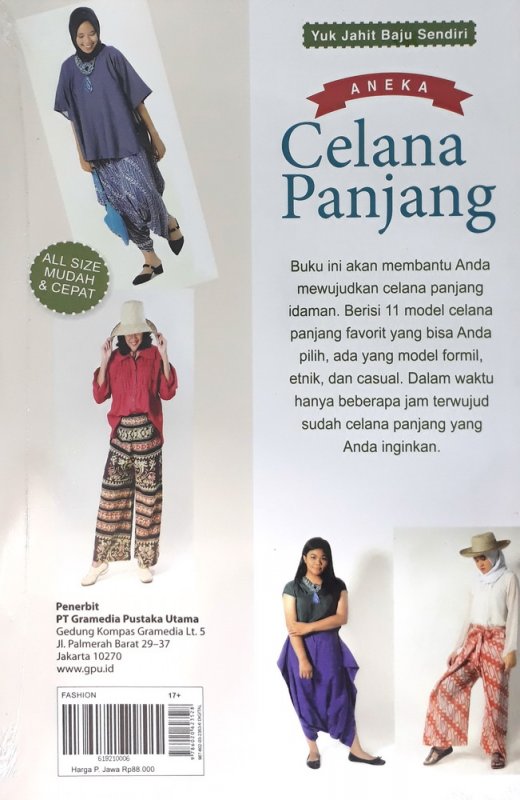 Cover Belakang Buku YUK JAHIT BAJU SENDIRI: ANEKA CELANA PANJANG