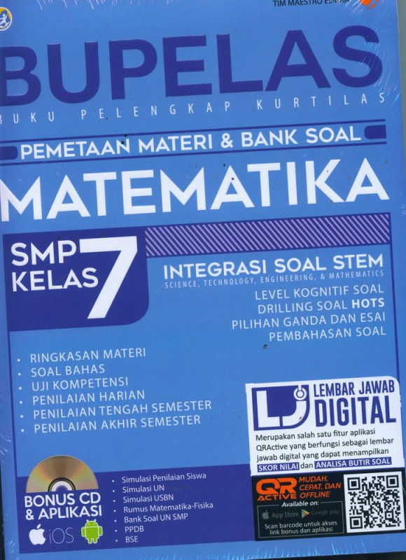 Cover Buku BUPELAS MATEMATIKA SMP KELAS 7 Pemetaan Materi & Bank Soal