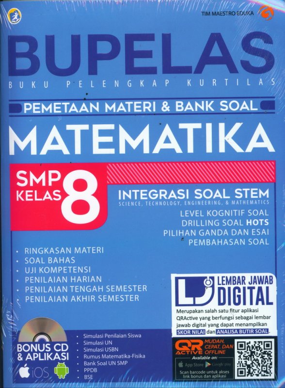 Cover Buku BUPELAS MATEMATIKA SMP KELAS 8 Pemetaan Materi & Bank Soal