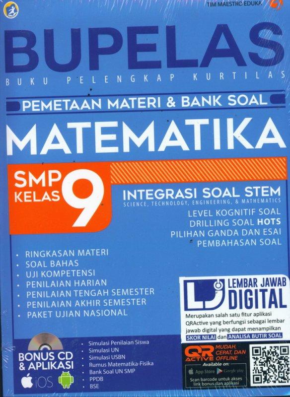 Cover Buku BUPELAS MATEMATIKA SMP KELAS 9 Pemetaan Materi & Bank Soal