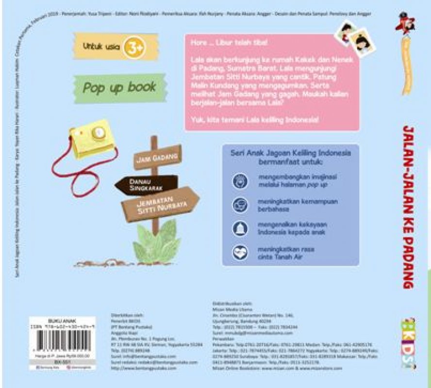 Cover Belakang Buku Jalan-Jalan ke Padang (Pop Up Book) (Seri Anak Jagoan Keliling Indonesia)