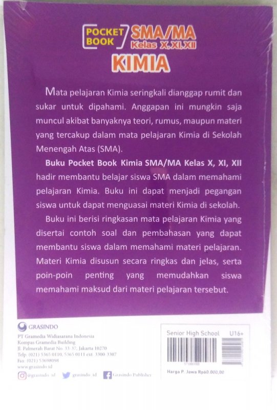 Cover Belakang Buku Pocket Book SMA / MA Kimia