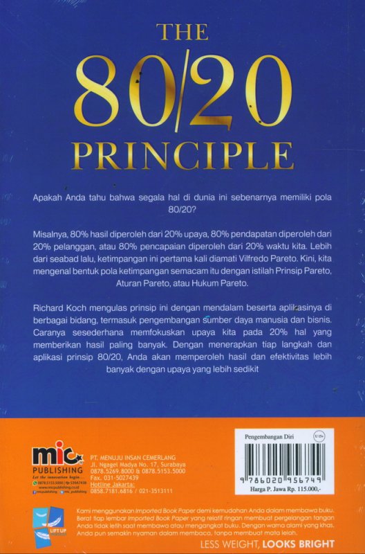 Cover Belakang Buku The 80 / 20 Principle